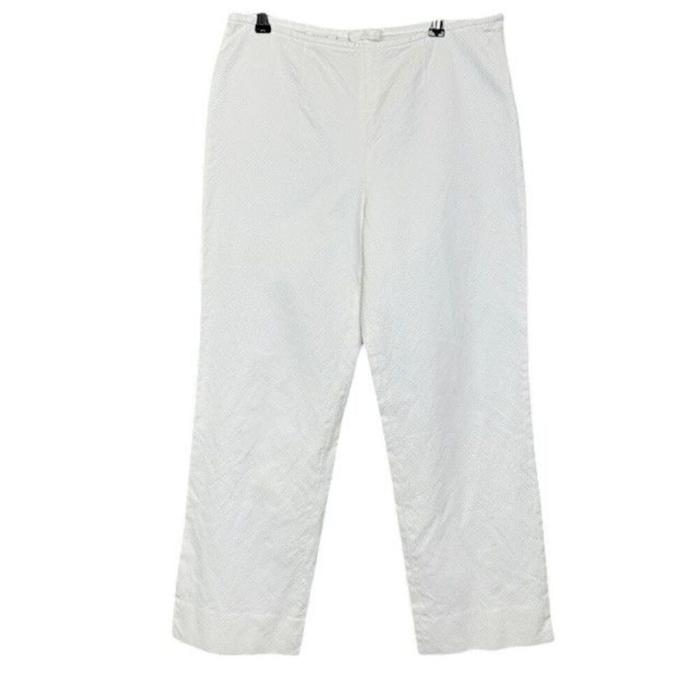 Escada Textured Ivory White Cropped Pants Flat Front Side Zip Split Hem‎ Size 10